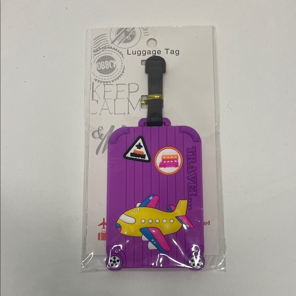 Purple Airplane Luggage Tag NWT